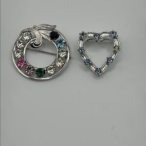 Vintage Silver‎ and Multicolor Gemstone Brooch Set